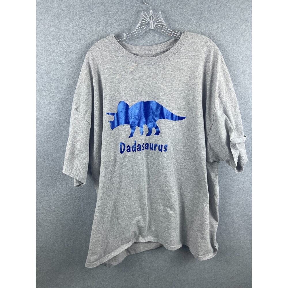 Dadasaurus Shirt Men's 3XL Gray Short Sleeve Dinosaur Father's Day Tee Dad